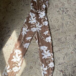 Stylish Brown and White Floral Jumpsuit